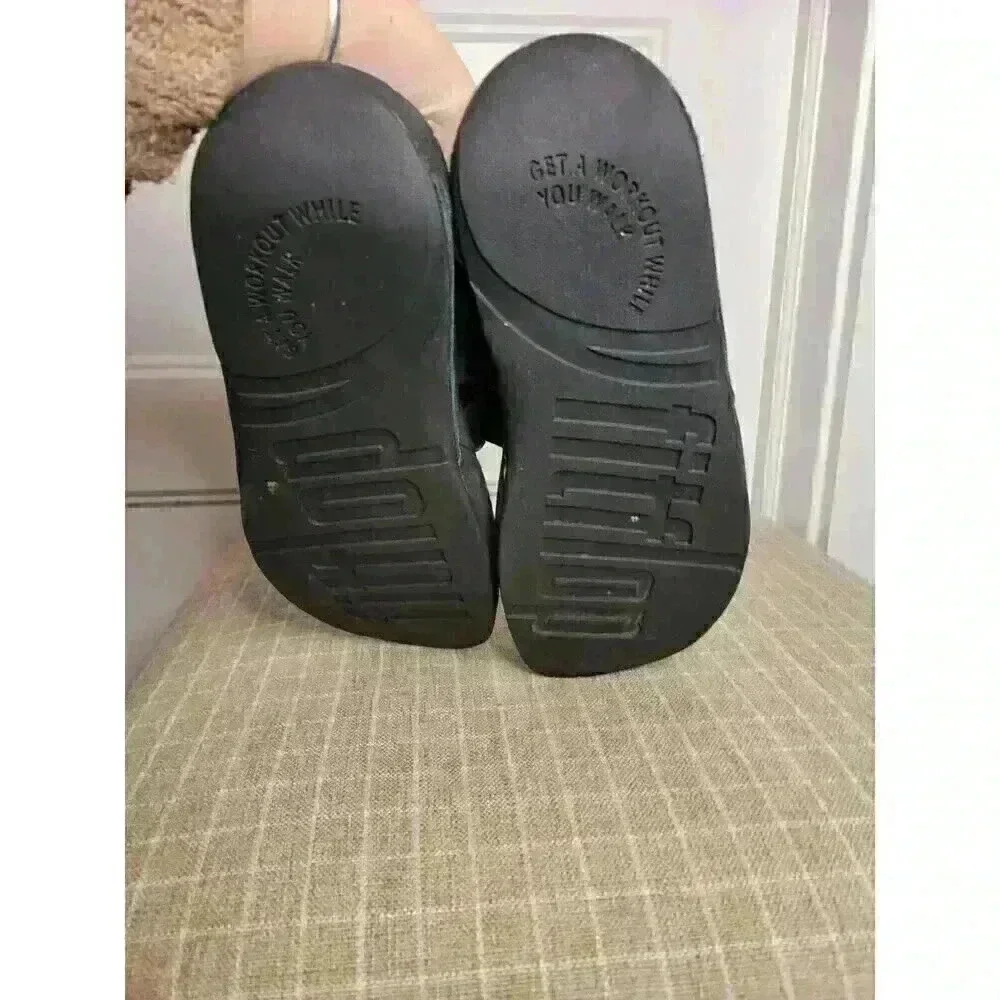 FitFlop Sandals Womens Sz 9 Oasis Thong Black Suede Casual Wedge